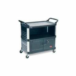 Rubbermaid® Xtra Service Cart w/3 Shelves, 300 lb. Cap, 40-5/8"L x 20-3/4"W x 37-13/16"H -Utility Carts Elegant store RCP4095 BLA