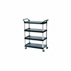 Rubbermaid® Xtra Service Cart w/4 Shelves, 300 lb. Capacity, 40-3/5"L x 20"W x 51"H, Black -Utility Carts Elegant store RCP4096 BLA