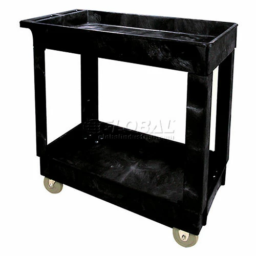 Rubbermaid® Plastic Utility Cart w/2 Shelves, 300 lb. Capacity, 34"L x 16"W x 31-1/4"H, Black 4 Rubbermaid® Plastic Utility Cart w/2 Shelves, 300 lb. Capacity, 34"L x 16"W x 31-1/4"H, Black - Image 4