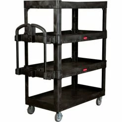 Rubbermaid® Heavy Duty Ergonomic Utility Cart, Large, Black, 4 Shelves, 700 Capacity Lbs.