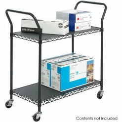 Safco® Wire Utility Cart w/2 Shelves, 400 lb. Capacity, 43-3/4"L x 19-1/4"W x 40-1/2"H