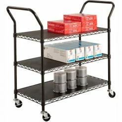 Safco® Wire Utility Cart w/3 Shelves, 600 lb. Capacity, 43-3/4"L x 19-1/2"W x 40-1/2"H
