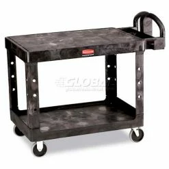 Rubbermaid® Plastic Flat Top Utility Cart, 2 Shelf, 44"Lx25"W, 5" Casters, Black -Utility Carts Elegant store UNT RCP452500BK